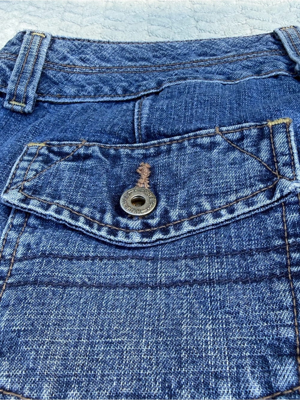 Vintage Y2K Hydraulic Jeans 100% Cotton Rigid Denim Blue Size 10 Wide Flare - Picture 4 of 14